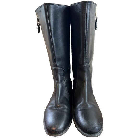 SPERRY Black Leather Mid Calf Gold Flat Heel Boots Womens Size 9 M Style 9289687 - Picture 2 of 11